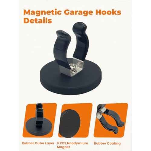 Universal Magnetic Garage Hook, Universal Storage Magnet Utility Tool Holder Anti-Slip Spring Clamp for 0.86-1 in Tools for Garden;Shed;Kitchen;Basement;Garage;RV;Workshop -8 PCS Black