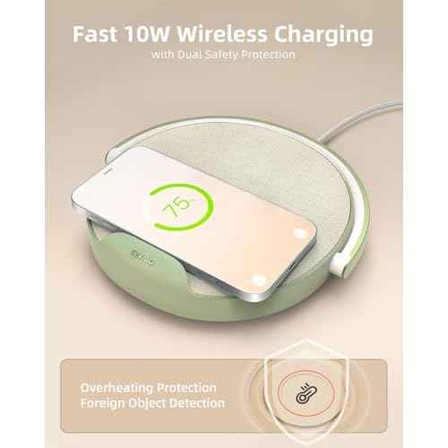 EZVALO Gifts for Her, Bedside Lamp with Wireless Charger, 4 in 1 Dimmable LED Night Light, Nightstand Touch Lamp, Portable Bluetooth Speaker, Birthday Gifts for Women, Men, Mom