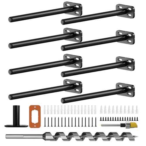 8pcs Wall Shelf Brackets Heavy Duty Floating Shelf Bracket Hidden,Invisible Black Shelving Brackets Decorative Floating Shelf Hardware Heavy Duty,Metal Shelf Support Bracket(8"-8pcs)