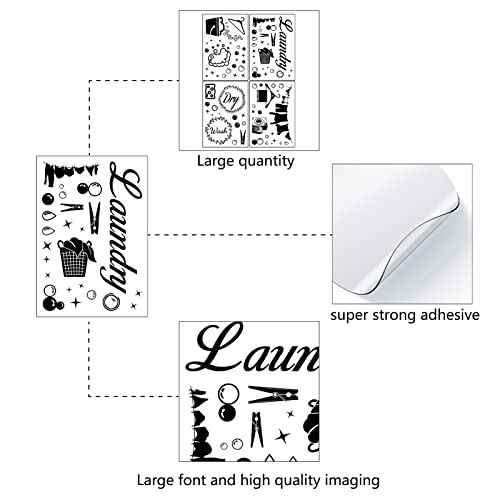 CREATCABIN 4pcs Laundry Room Vinyl Wall Decals Wash Dry Quote Washing Machine Dryer Wall Stickers Self-Adhesive Peel and Stick Mural Decoration for Home Bathroom Washing Machine Dryer Laundry Room