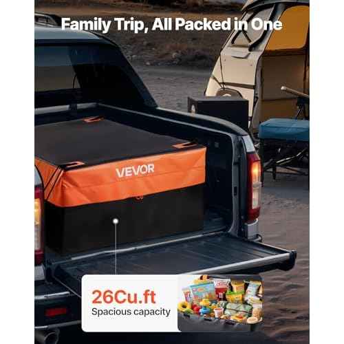 VEVOR Truck Bed Cargo Bag, Waterproof 840D PVC, 51.18 x 40.16 x 21.85 in (26 Cu. ft), Heavy Duty Cargo Bag for Truck Bed with Bungee Cords, Net and Carabiners, Fits a Variety of SUV & Pickup Trucks