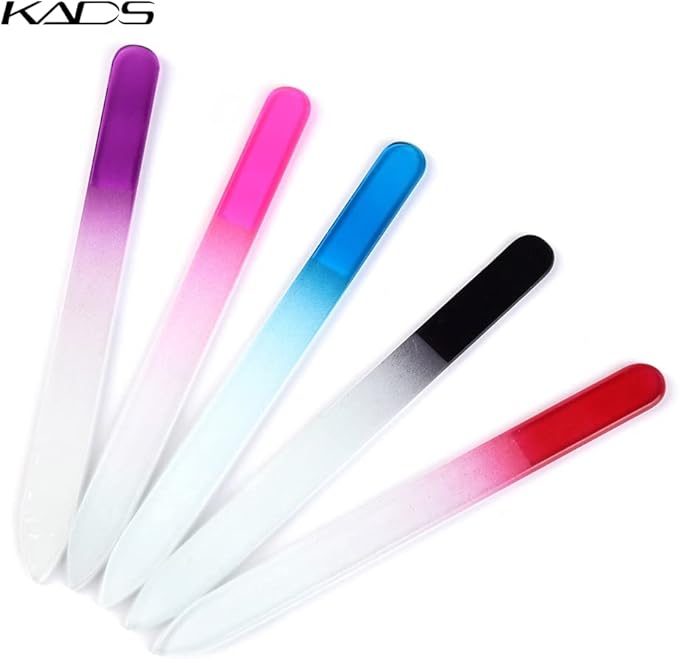 KADS 5Pcs Nail Glass Files Crystal Fingernail File & Nail Chamois Buffer for Filing, Shaping, Buffing Nails Nail Manicure Tool