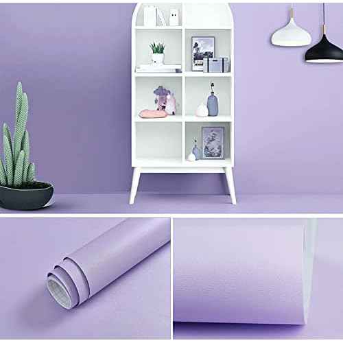 118"x17.7" Purple Wallpaper Solid Color Peel and Stick Wallpaper Purple Contact Paper Solid Color Self-Adhesive Removable Wall Paper for Wall Furniture Cabinet Covering Vinyl Rolls