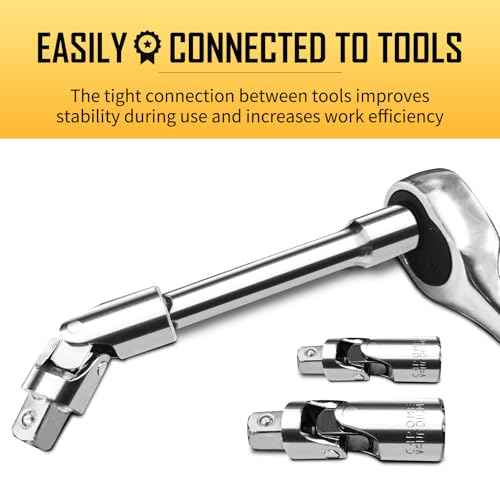BOEN 3-Piece Universal Joint Socket Adapter Set, 1/2", 3/8", and 1/4" Drive, Ball Spring Design, Chrome Vanadium Steel Swivel Socket Adapter Set, Full Polished