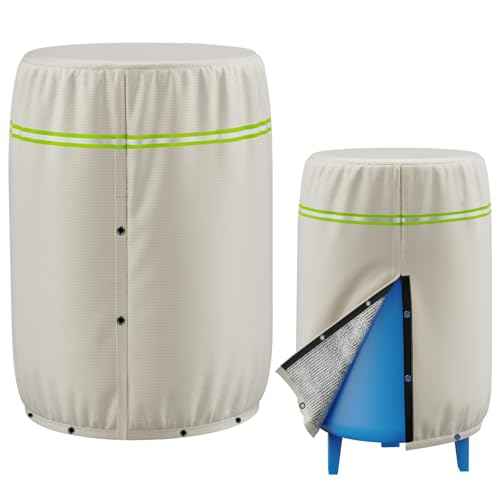 COSHNIBI Round Well Pressure Tank Cover (5¡ÆF),Thickened 3 Layers Water Well Tank Covers Insulated for Winter Freeze Proof,Round Well Pump Cover with Reflective Strips,20"Dia x 34"H