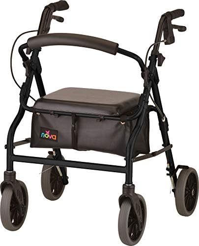 NOVA Medical Products Zoom Rollator Walker with 20" Seat Height, Black