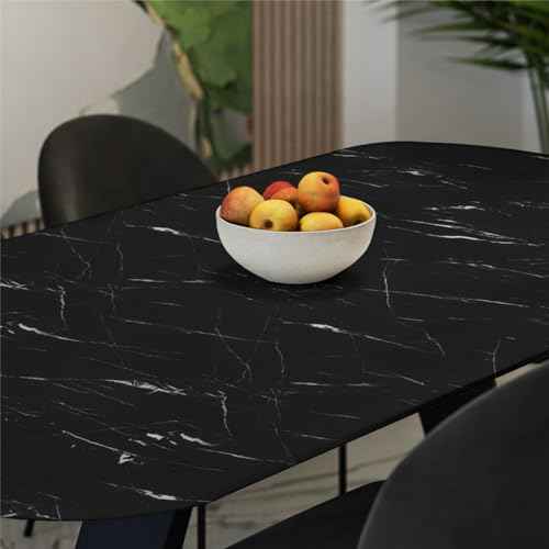 Abyssaly Black Peel and Stick Countertops Waterproof Matte Marble Contact Paper Granite Self Adhesive Vinyl Wrap for Kitchen Cabinets Backsplash Home Decor 15.7" x 118"