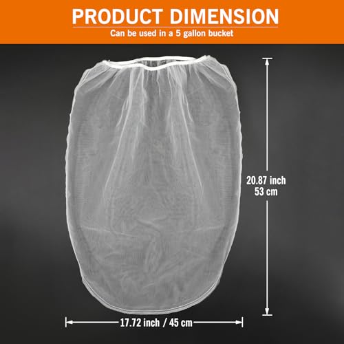 ROLLINGDOG Paint Strainer Bags 5 Gallon, White Fine Mesh Paint Strainer with Elastic Opening for Painting (5 Pack)