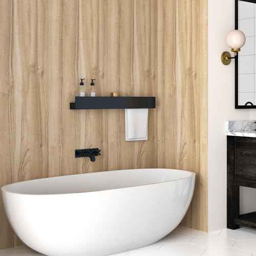Wallercity Light Brown Wooden Wallpaper Peel and Stick Oak Wood Contact Paper for Countertops Removable Peel and Stick Wallpaper Waterproof Vinyl Wood Grain Contact Paper for Cabinet Desk 15.8x78.7 IN