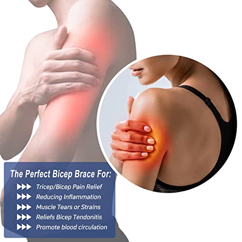 Bicep Tendonitis Brace Compression Sleeve Support,Upper Arm Brace Bicep Support Bands for Pain Relief, Muscle Strains Triceps & Bicep Wrap for Men Women