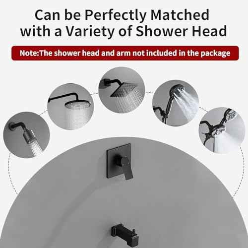 Shower Valve Trim Kit with Tub Spout Wall-Mounted Tub Shower Rough-In Mixer Valve Tub and Shower Trim Kit Bathroom Trim Kit Matte Black