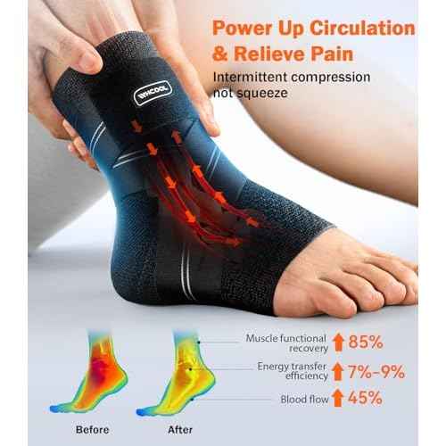 Flat Knitting Ankle Brace For Women&Men, 7-Zone Dynamic Compression Sleeve w/Flex Strap,Foot Support For Sports, Sprained Ankle, Achilles Tendonitis, Plantar Fasciitis Relief(Pack of1)L, Black