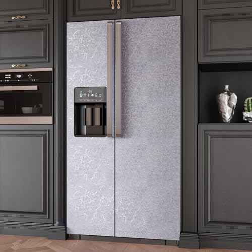 CRE8TIVE Metallic Silver Silk Wallpaper Peel and Stick Textured Embossed Silver Grey Contact Paper for Cabinets Drawers 12"x80" Self Adhesive Removable Wallpaper for Kitchen Appliances Bathroom Walls