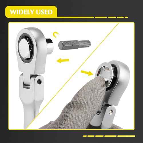 EMENTOL 36PCS Flex Head Ratcheting Wrench Set, 12-in-1 Wrench Set & 24-in-1 Screwdriver Set, CR-V, Double Box End Wrench 8mm -19mm