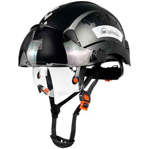Construction Safety Helmet with Build-in Visor ABS Hard Hat with Visor Adjustable Ventilation Hardhats Work Head Protection ANSI/ISEA Z89.1