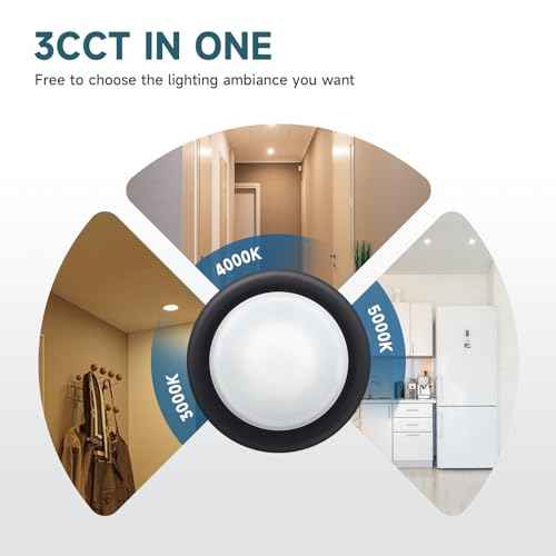 ECOELER 6inch Black LED Disk Lights, 3CCT Selectable Dimmable Flush Mount Ceiling Light Fixture, 16.5W 1100Lm, Aluminum Trim Low Profile Surface Mount, ETL Listed, 10 Pack