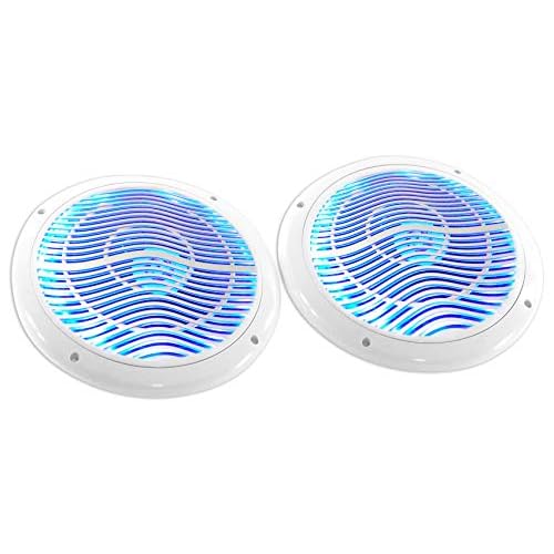 Rockville RMC80LW 8" Marine Speakers, 800W 2-Way, White, Multi-Color LED Lighting with Remote, Waterproof and UV Resistant for Boats and Outdoor