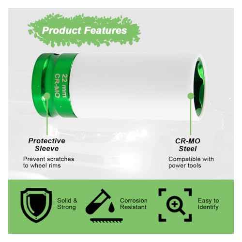 1/2" Drive 22 mm Lug Nut Impact Socket, CR-MO Thin Wall Deep Lug Nut Socket, Non-Marring Wheel Rim Protector Sleeve, Auto Tire Repair Maintenance Accessories (22MM)