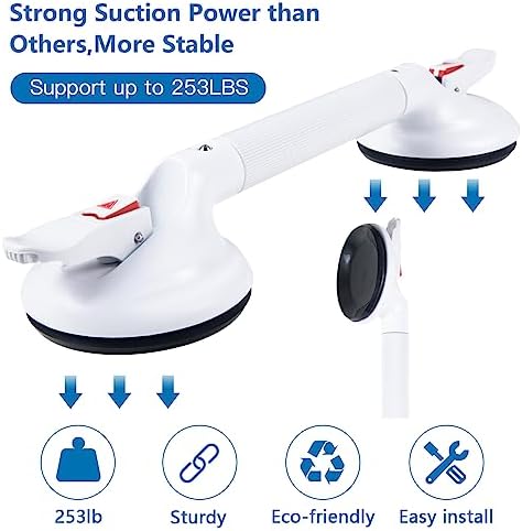 17inch Upgrade Suction Shower Grab Bar, Portable Shower Handle Bar Suction Grip Bar Bathtub Handle with Strong Hold Suction Cup Fitting and Rapid Release for Bathroom(Max Capacity :300lb