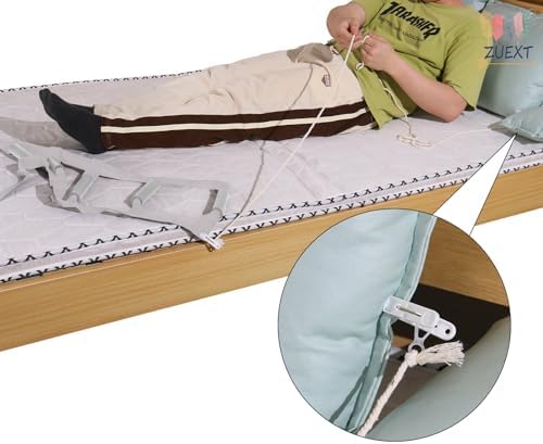 ZUEXT Bed Ladder Assist 160 inch Grey Pull Up Assist Device w/ 5 Handles Grips, Adjustable Rope Ladder Straps, Sit Up Handle Helper for Elderly Seniors Adults Pregnant Injury Handicapped Patients