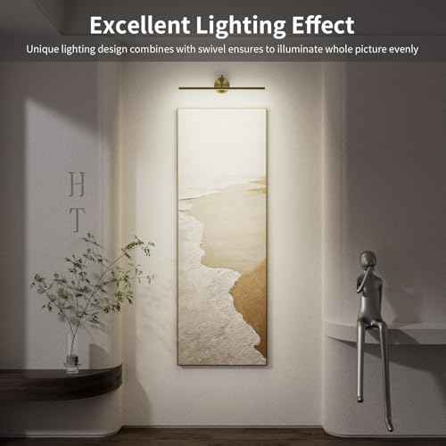 Hardwired Picture Lights for Wall - 16.5" Lights for Pictures on Wall - Dimmable 3CCT Picture Frame Light - 15W Brass Poster Light for Gallery Art Display - 2700K-6500K Warm White