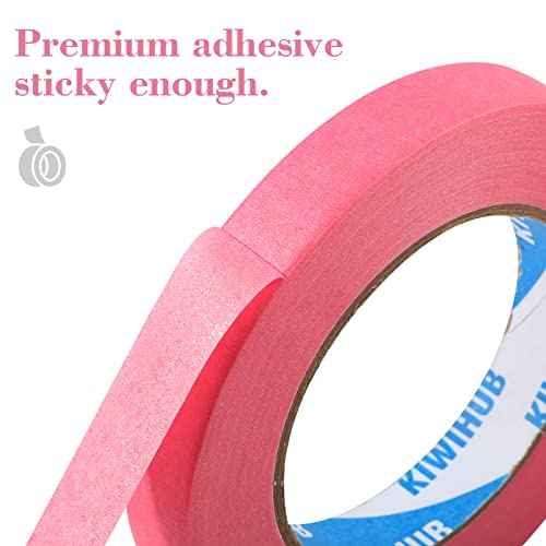 Pink Painters Tape,0.7" x 60 Yards x 3 Rolls (180 Yards Total) - Medium Adhesive Masking Tape for Painting,Labeling,DIY Crafting,Decoration and School Projects