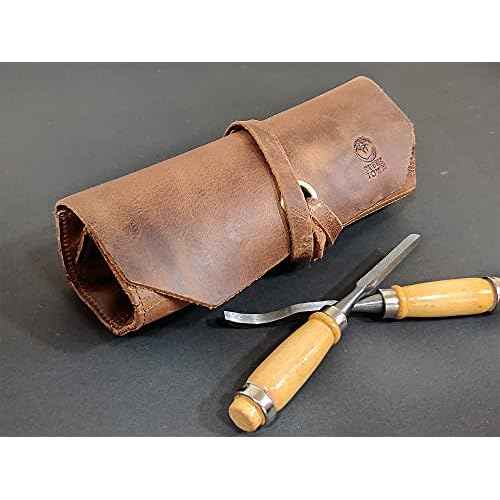 Leather Tool Roll Up Pouch - Leather Tool Wrench Roll/Chisel Bag by RUSTIC TOWN