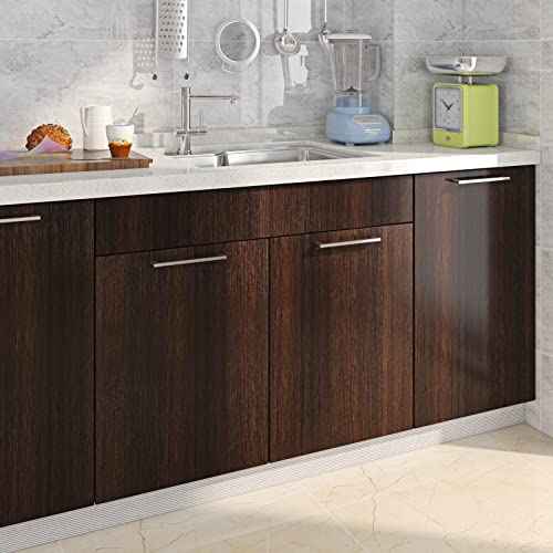 FunStick 36"x200" Thick Brown Walnut Wood Contact Paper Peel and Stick Kitchen Cabinet Wallpaper Peel and Stick Waterproof Wood Wallpaper Removable Vinyl Woodgrain Contact Paper for Countertops Shelf