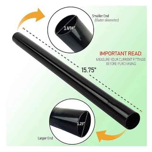 Vacuum Cleaner -6PK Extension Wands 1-1/4" Universal Fit for Replacement Part For Fit All Models (32-1942-69 Wand) 19" Black Smooth Finish Plastic Wand