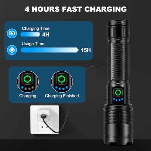 Rechargeable Led Flashlight High Lumens - 99,000lm Bright Powerful Flash Light with 5 Modes, Waterproof Handheld Linterna for Home, Camping(3 Packs)