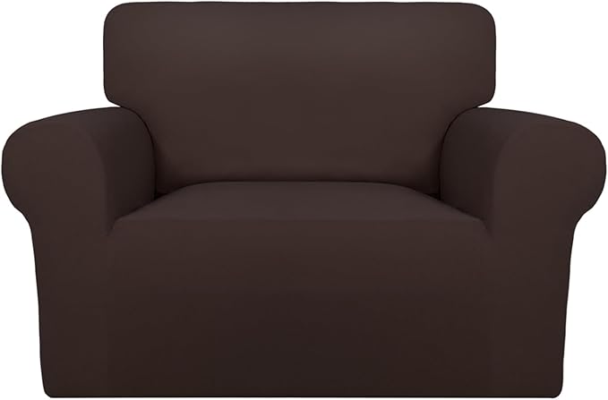 PureFit Super Stretch Sofa Slipcover – Spandex Non Slip Soft Couch Sofa Cover, Washable Furniture Protector with Non Skid Foam and Elastic Bottom for Kids, Pets (Oversized, Chocolate)