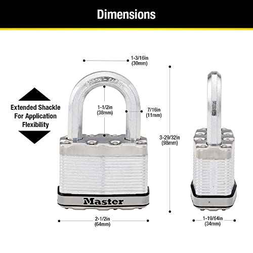 Master Lock M15XTLF Magnum Heavy Duty Outdoor Padlock with Key, 2 Pack Keyed-Alike