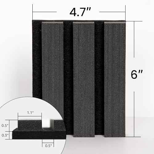 Smartstandard Sample Acoustic Wood Wall Panels, Soundproof Wall Panel, 3D Fluted Wood Slat Paneling for Wall and Ceilings, Classic Dark Gray, Sample Pack