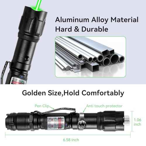 [2 Packs] Professional Rechargeable Green Laser Pointer High Power Green Beam Laser Light Long Distance Range for TV/LED/LCD Screens Tactical Flashlights Presentation Office/Outdoors [004](2)