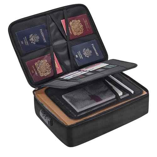 ruboka Fireproof Document Bag,Fireproof 3-Layer Box with Lock,Document Safe Portable Travel Home Bag for Laptop,Files,Certificates,Gifts for Him,Black