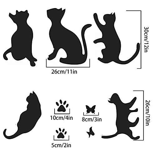 5 Pcs Black Cat Stickers Paw Patrol Party Wall Decal Butterfly Wall Decor, Removable Art Vinyl Door Decal Wallpaper for Family Bedroom Living Room Home Decorations
