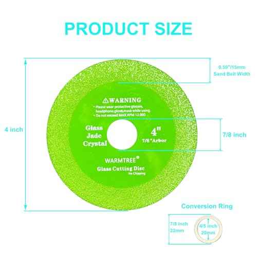 5 pcs Glass Cutting Disc for Angle Grinder, 4" X 7/8¡±Ceramic Tile Cutter Blade, Ultra-Thin Diamond Glass Cutters Tools for Grinding Ceramic,Crystal,Wine Bottle,Tile,Jade.