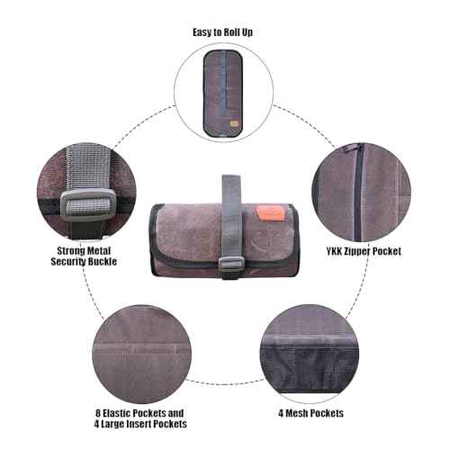 Roaring Fire EDC Pouch Pocket Organizer for Men, Multitool Pouch Waxed Canvas Mini Tool Roll Bag for EDC Gear Tools Knives Survival Kits