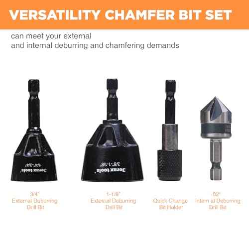 Tungsten Carbide Inner and Outer Deburring External Chamfer Tool Set for Removing Burr, Quick Release Hex Shank Deburring Tool for Metal Rod, Tube, Copper/PVC Pipe