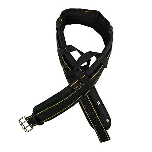 MELOTOUGH Padded Tool Belt with handle strap Construction Work Belt with 4 ring to hook with Tool Belt Suspenders(work suspenders not included) 5 inch Padded Tool Belt