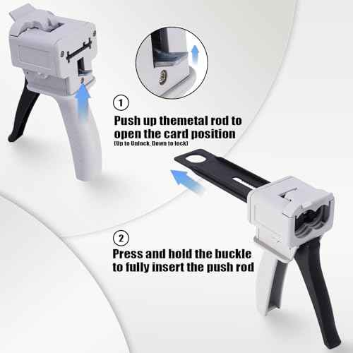 Dispensing Gun Kit, 50ml 1:1/1:2 Ratio Manual Epoxy Mixing Dispensing AB Gun, Used For Extruding two-component Adhesive with a Specification of 50ml, Static Mixer Nozzles Included