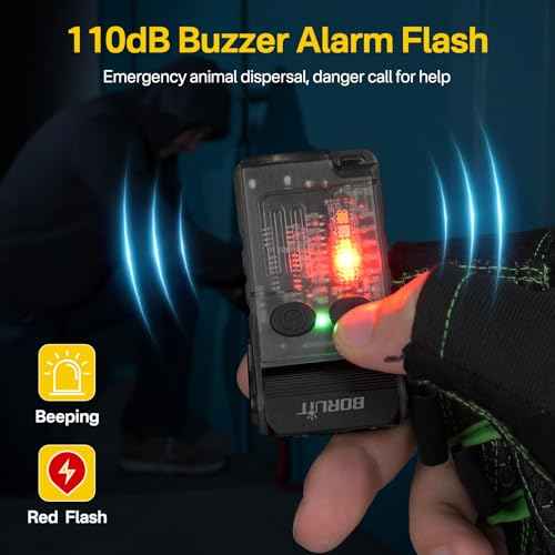 BORUIT V20 LED Small Powerful EDC Flashlight with 365nm UV Light,180¡ÆHead Swivels,Super Bright USB C Rechargeable Mini Pocket Keychain Flash Light with Clip-13 Mode,IP67,Magnetic,110DB Buzzer(Black)