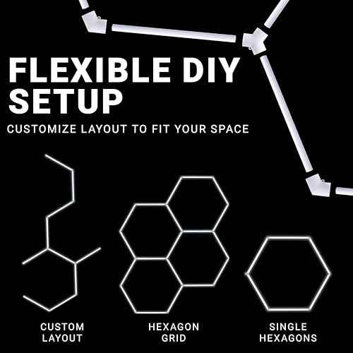PARMIDA Hexagon LED Garage Lights, Ultra Bright 250W, 25000LM, ETL/FCC, Honeycomb Modern Ceiling Lighting System for Car Detailing Garage, Workshop, Gym, Shop, Basement (25 Pack, 5 Grids - 6000K)