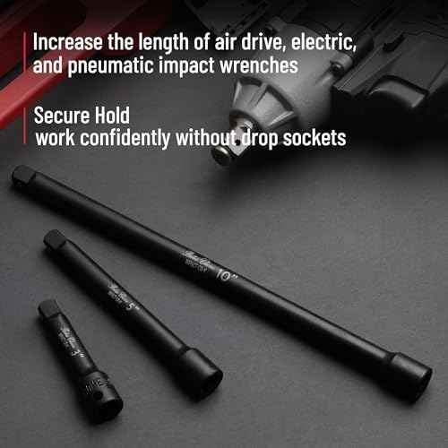 Bates- Impact Extension Bar Set, 3/8" Drive, 3 pcs, 3", 5", 10", 3/8 Ratchet Extension Bar