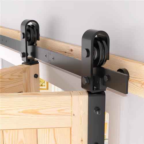 48" Bifold Barn Door Hardware Kit - Fit for 2 Bifold Doors, Black Plastic Spraying, Folding Push-Pull, Thickened Carbon Steel - Sturdy & Durable - Anti-Skipping Design (zdm-48-2)