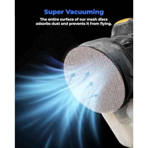 toolant Mesh Abrasive 5 inch Sanding Disc, Dust-Free 8 Hole Hook and Loop Sanding Discs for Random Disc Sanders & Orbital Sanders, Include Pad Protector(80-400 grit - 50pcs)