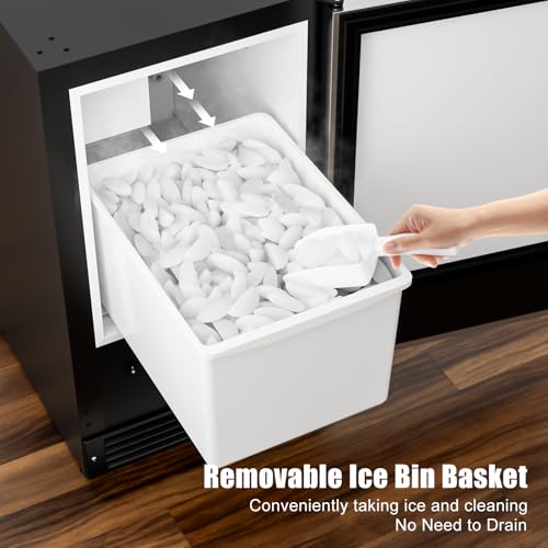 COTLIN 15" W Drainless Under Counter Ice Maker with 22LBS Storage Bin, Crescent Ice, Free Standing Built-in Ice Maker for Residential Commercial Use, No Drain Required, ETL Approved, 2026 Upgraded