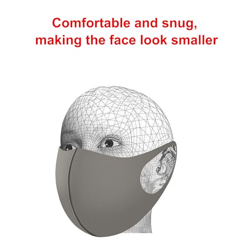 Medi-sky 3D Washable Masks for Adults, Dustproof Elastic Cloth Ear Straps Breathable Face Mask 6 Pack Grey