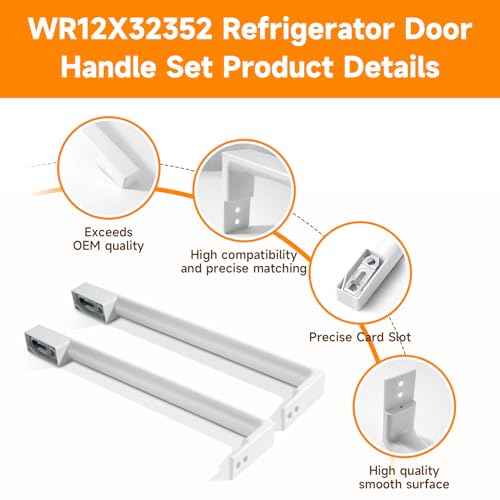 WR12X32352 Refrigerator Door Handle Set, Compatible with GE Handle Set (White), Refrigerator Door Handles Replacement Replace AP6985344 WR12X27039 WR12X21157 Refrigerator Handle