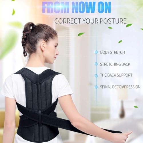 XS-5XL Plus Size Posture Corrector Back Brace Upper And Lower Back Support Women Men Shoulder Straightener Student Teenagers Scoliosis Hunchback Correction Posture Trainer ( Color : Black , Size : 5X-